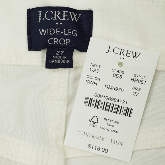 New JCREW Size 27 Wide-leg cropped jean in all-day stretch Seashell White $118 - Picture 4 of 5